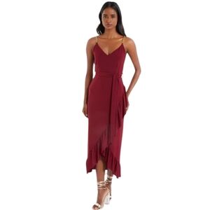 QUIZ  Women's Slinky Chain Strap Wrap Dress Size US 8